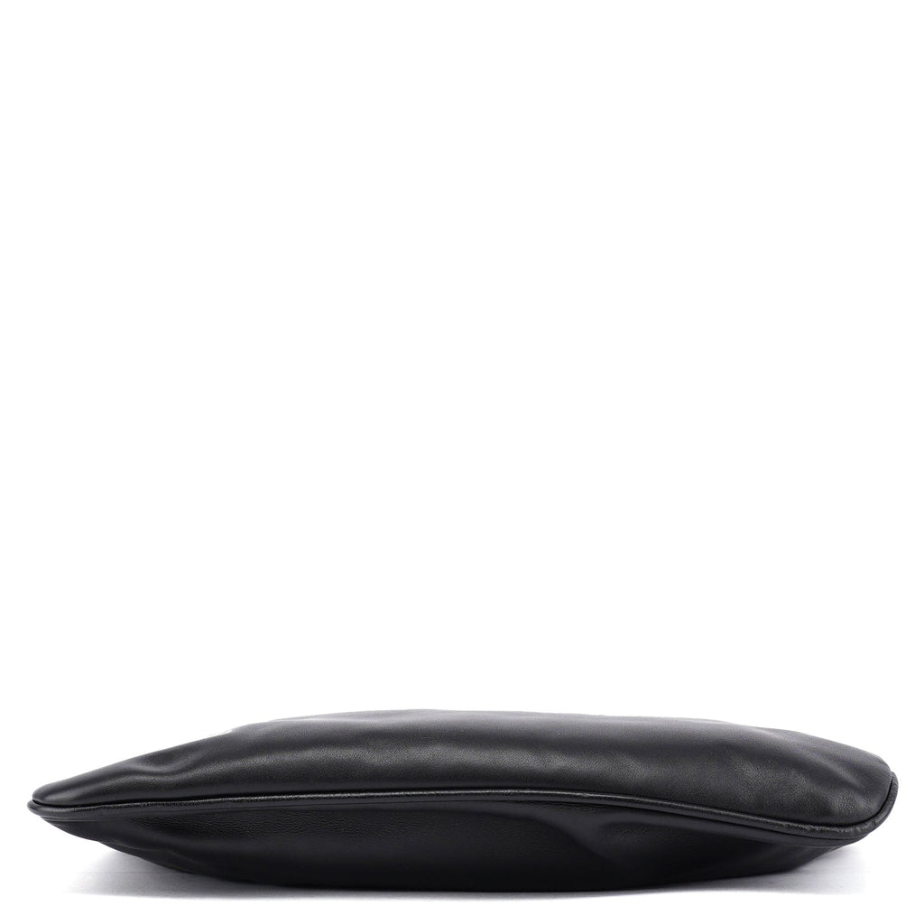 Black Calfskin Drawstring Chain Shoulder Bag