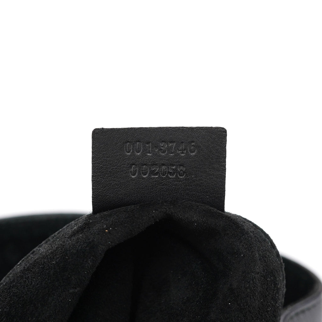 Black Calfskin Drawstring Shoulder Bag