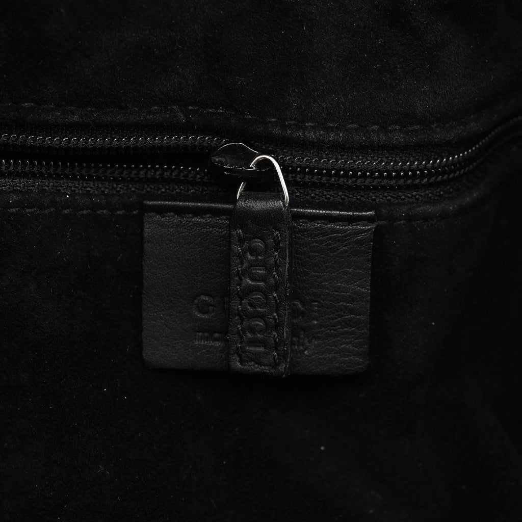 Black Calfskin Drawstring Shoulder Bag