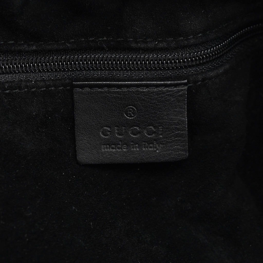 Black Calfskin Drawstring Shoulder Bag