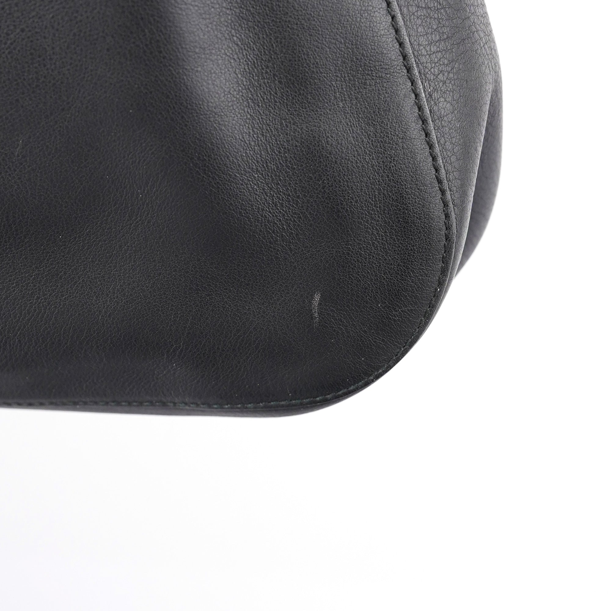 Black Calfskin Drawstring Shoulder Bag