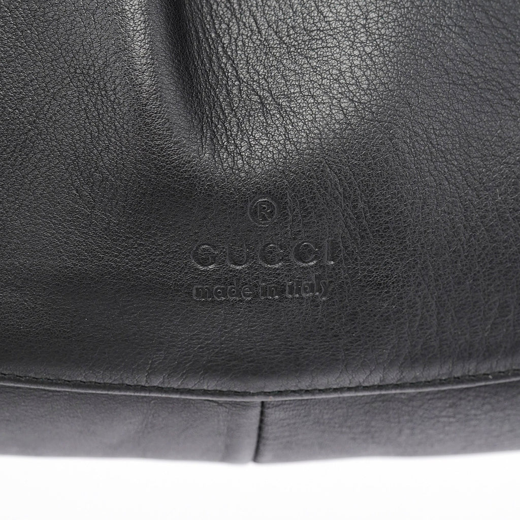 Black Calfskin Drawstring Shoulder Bag