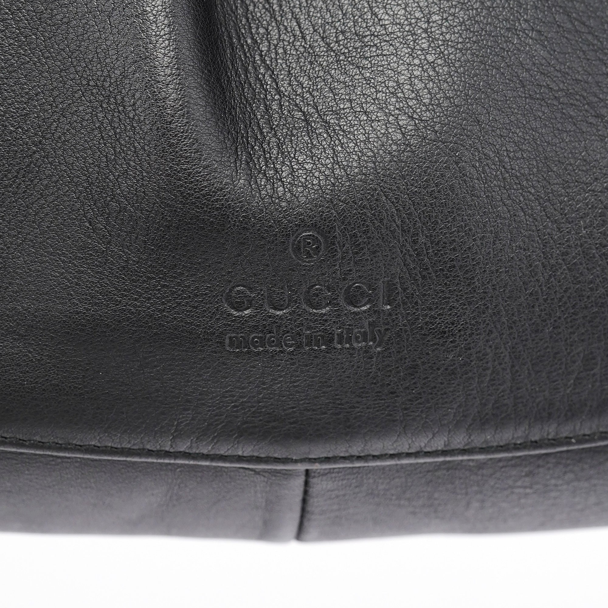 Black Calfskin Drawstring Shoulder Bag