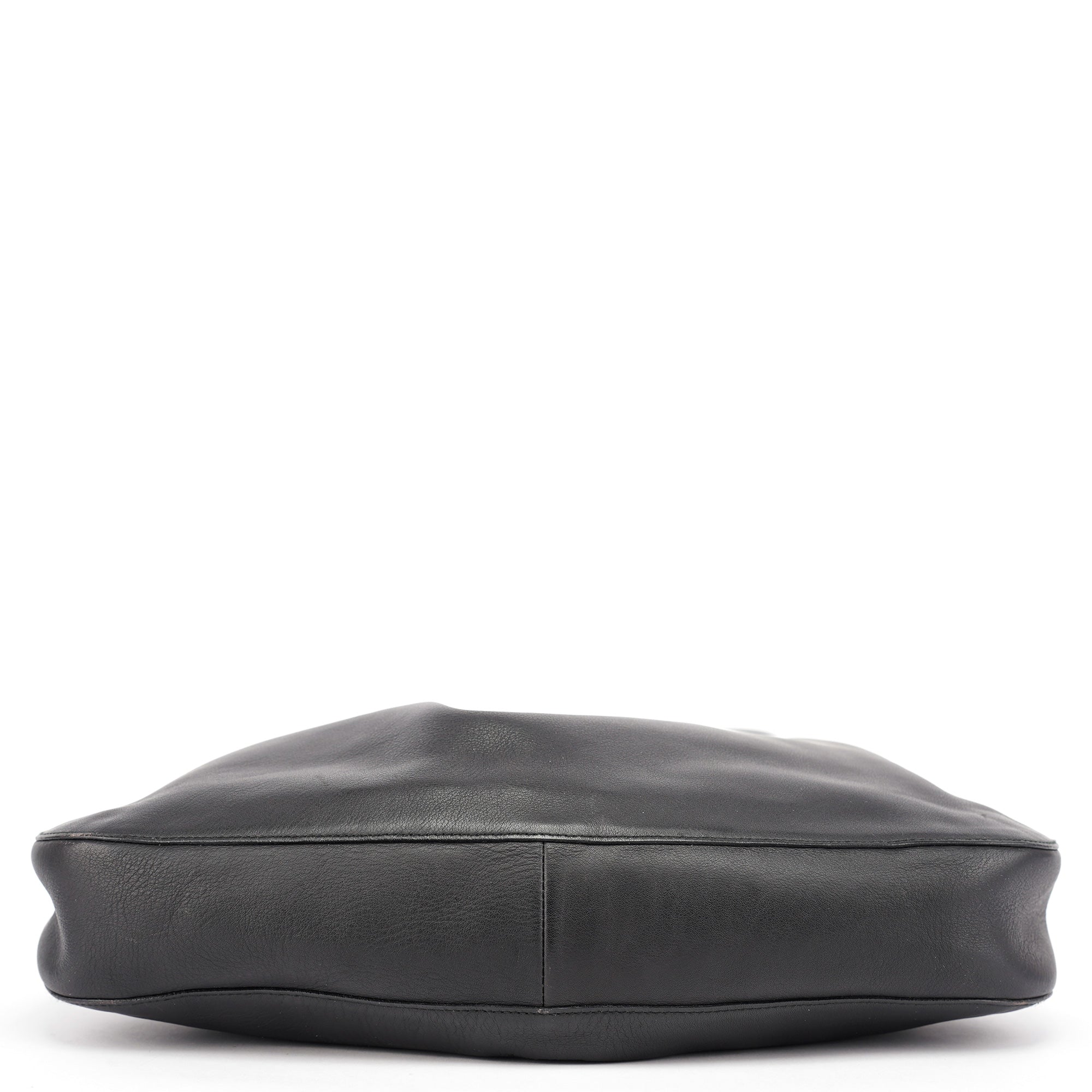 Black Calfskin Drawstring Shoulder Bag