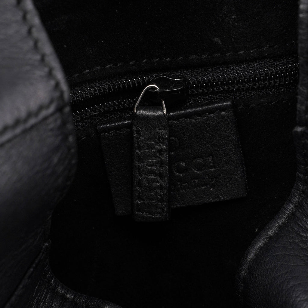 Black Calfskin Drawstring Shoulder Bag