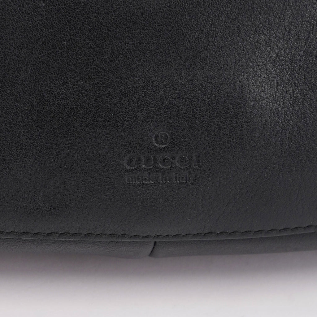 Black Calfskin Drawstring Shoulder Bag