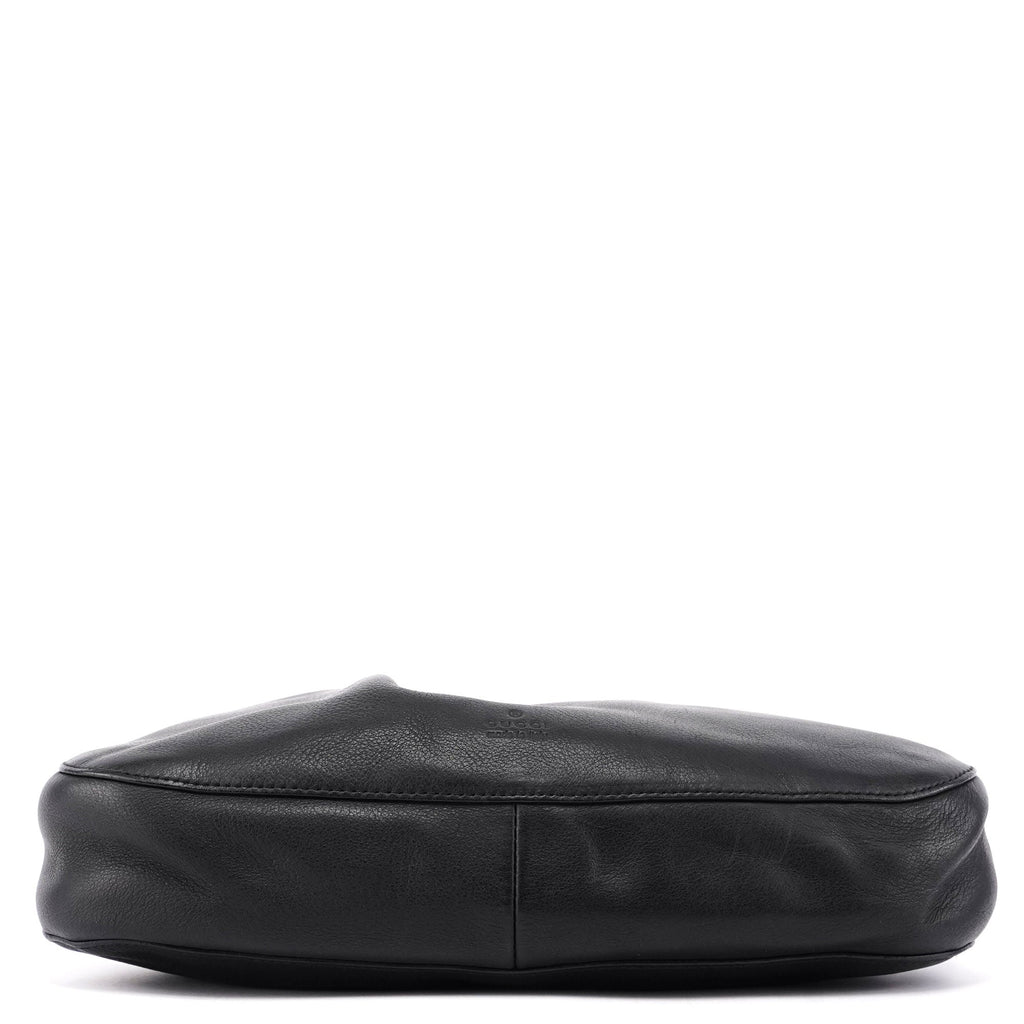 Black Calfskin Drawstring Shoulder Bag