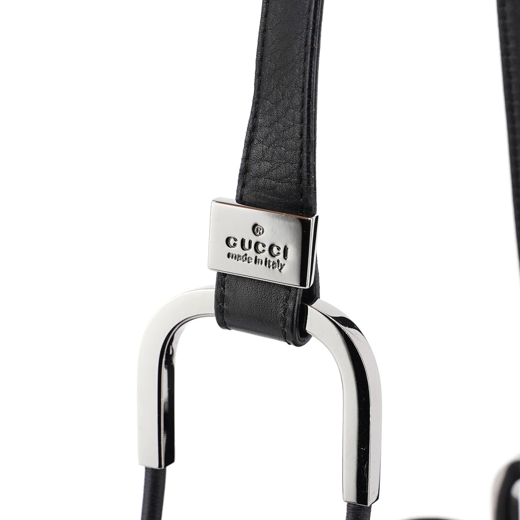 Black Calfskin Drawstring Shoulder Bag
