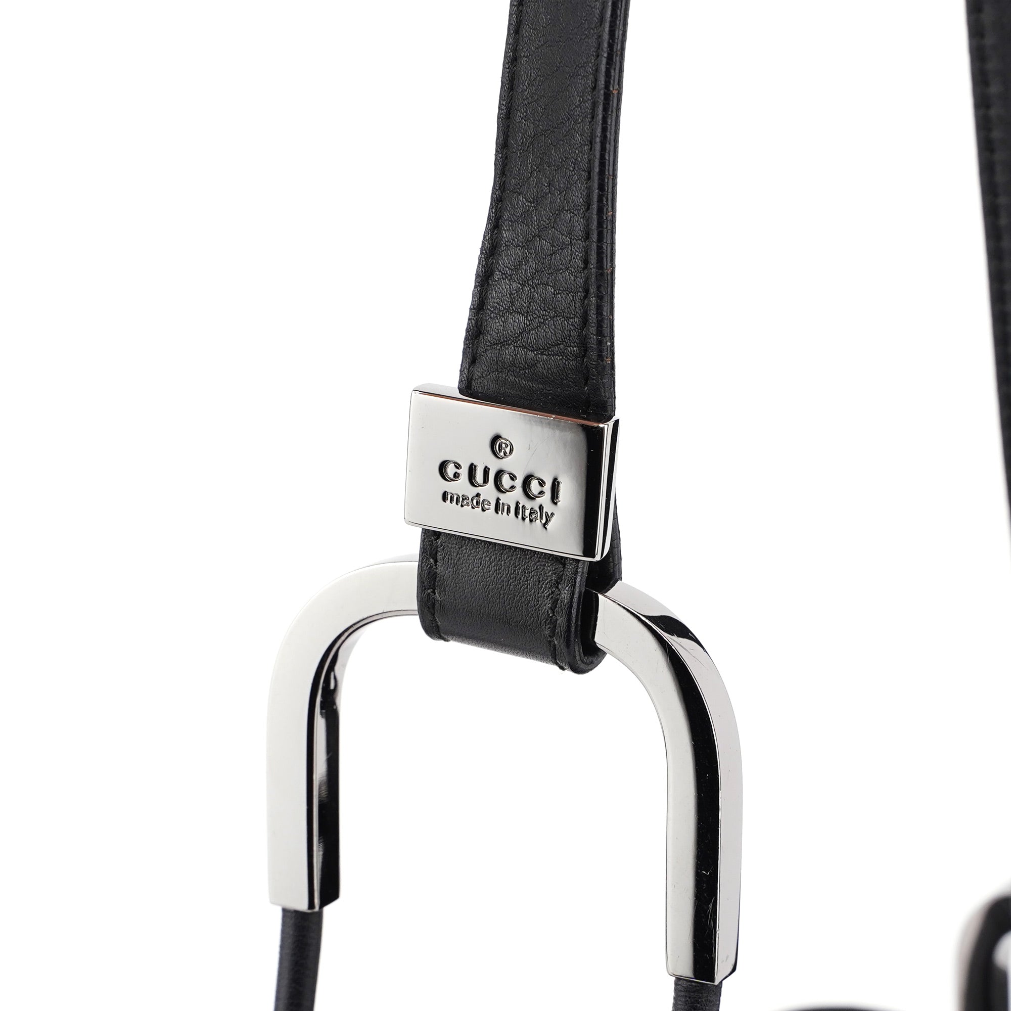 Black Calfskin Drawstring Shoulder Bag
