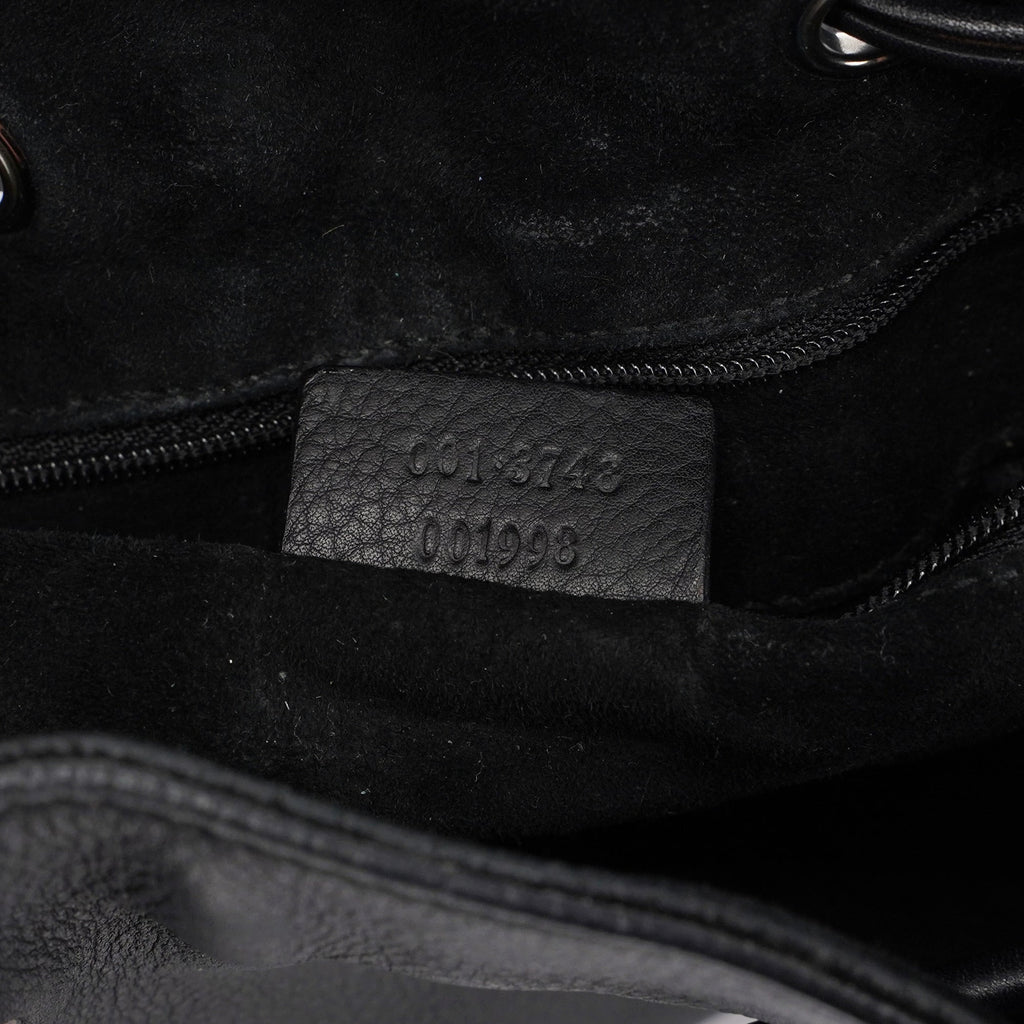 Black Calfskin Drawstring Shoulder Bag