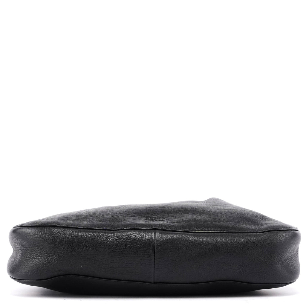 Black Calfskin Drawstring Shoulder Bag
