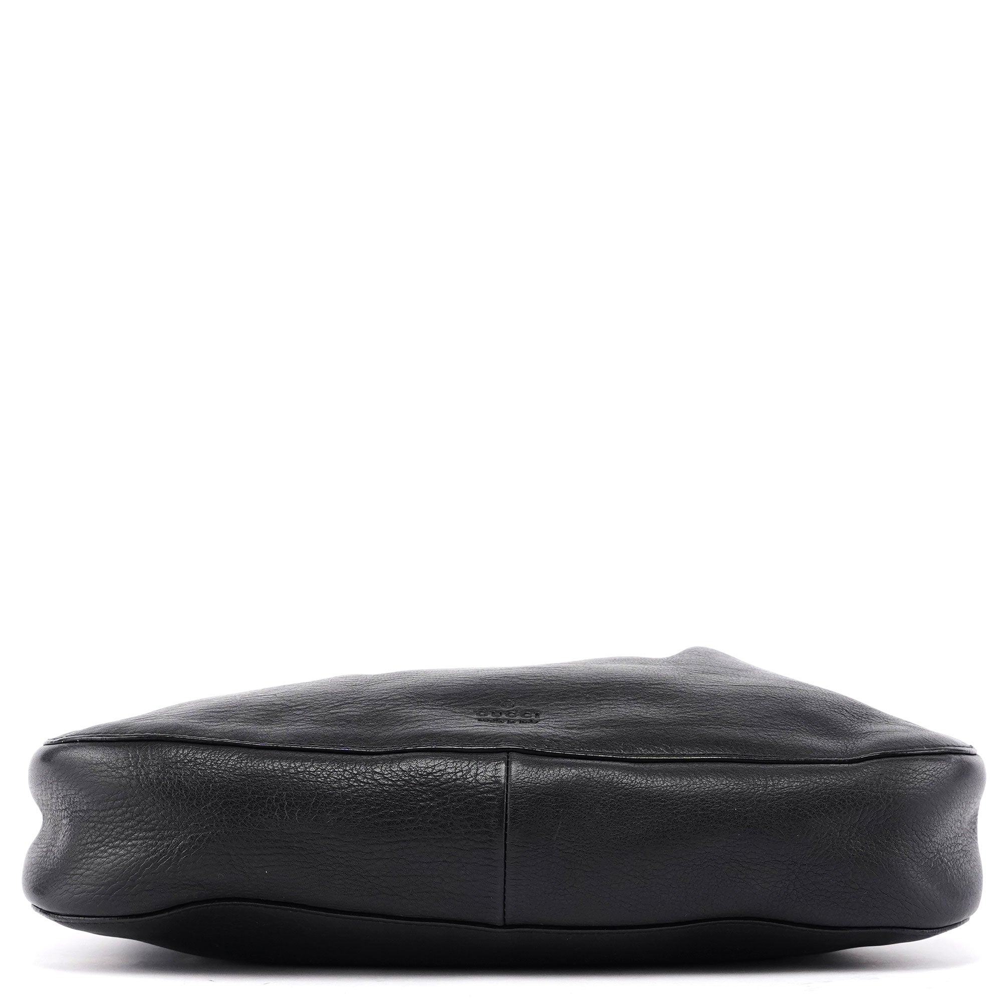 Black Calfskin Drawstring Shoulder Bag