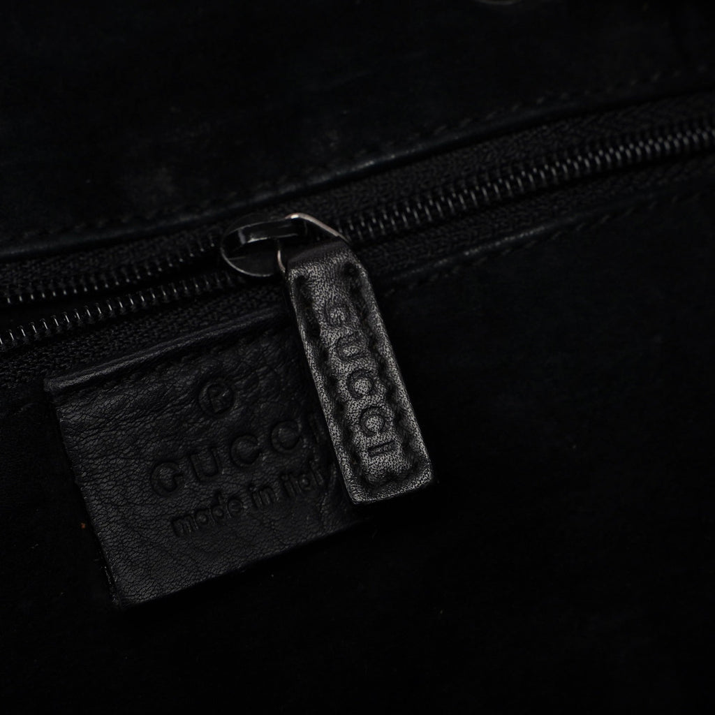 Black Calfskin Drawstring Shoulder Bag