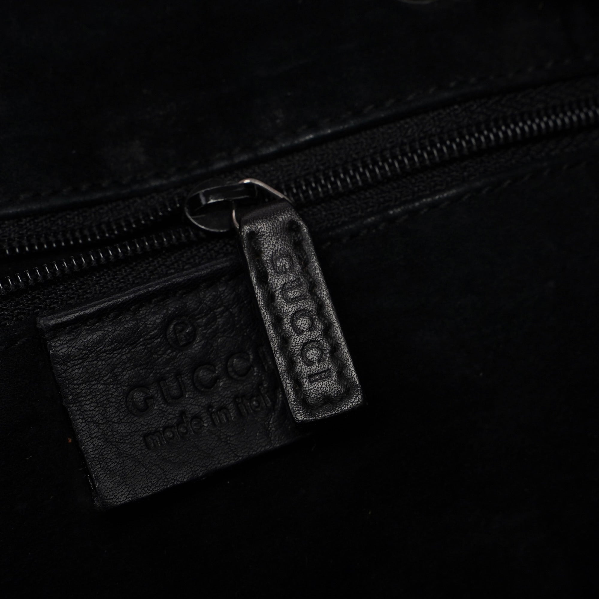 Black Calfskin Drawstring Shoulder Bag
