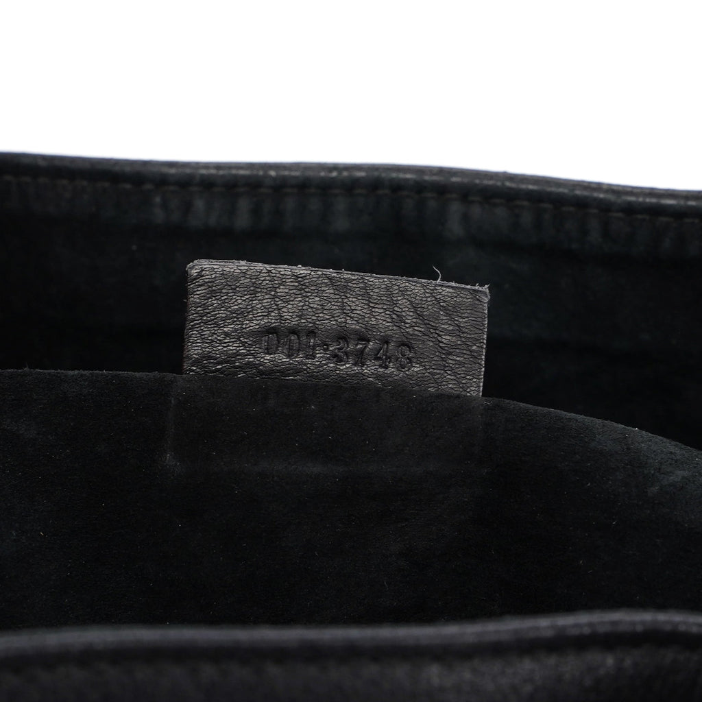 Black Calfskin Drawstring Shoulder Bag