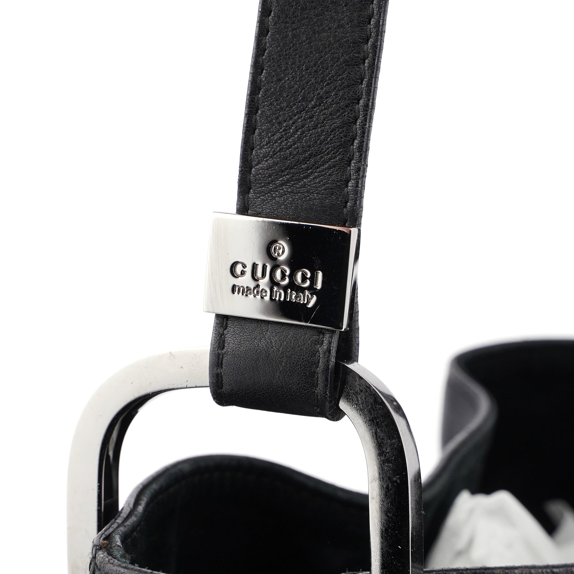 Black Calfskin Drawstring Shoulder Bag