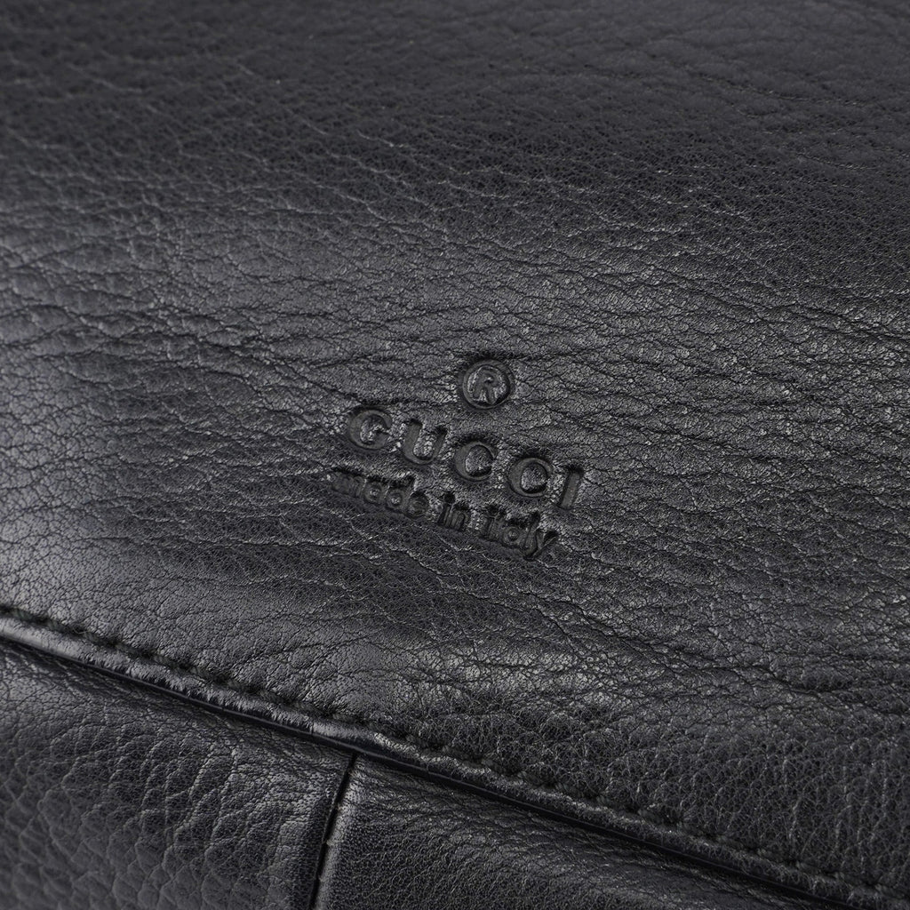 Black Calfskin Drawstring Shoulder Bag