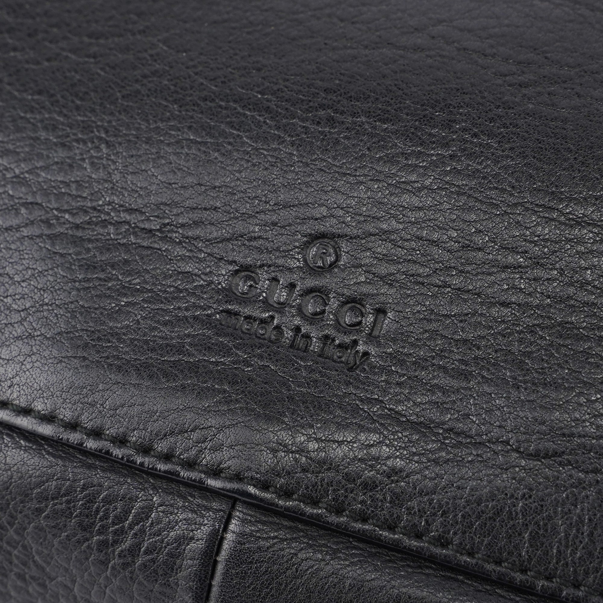 Black Calfskin Drawstring Shoulder Bag