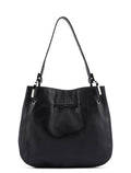 Black Calfskin Drawstring Shoulder Bag