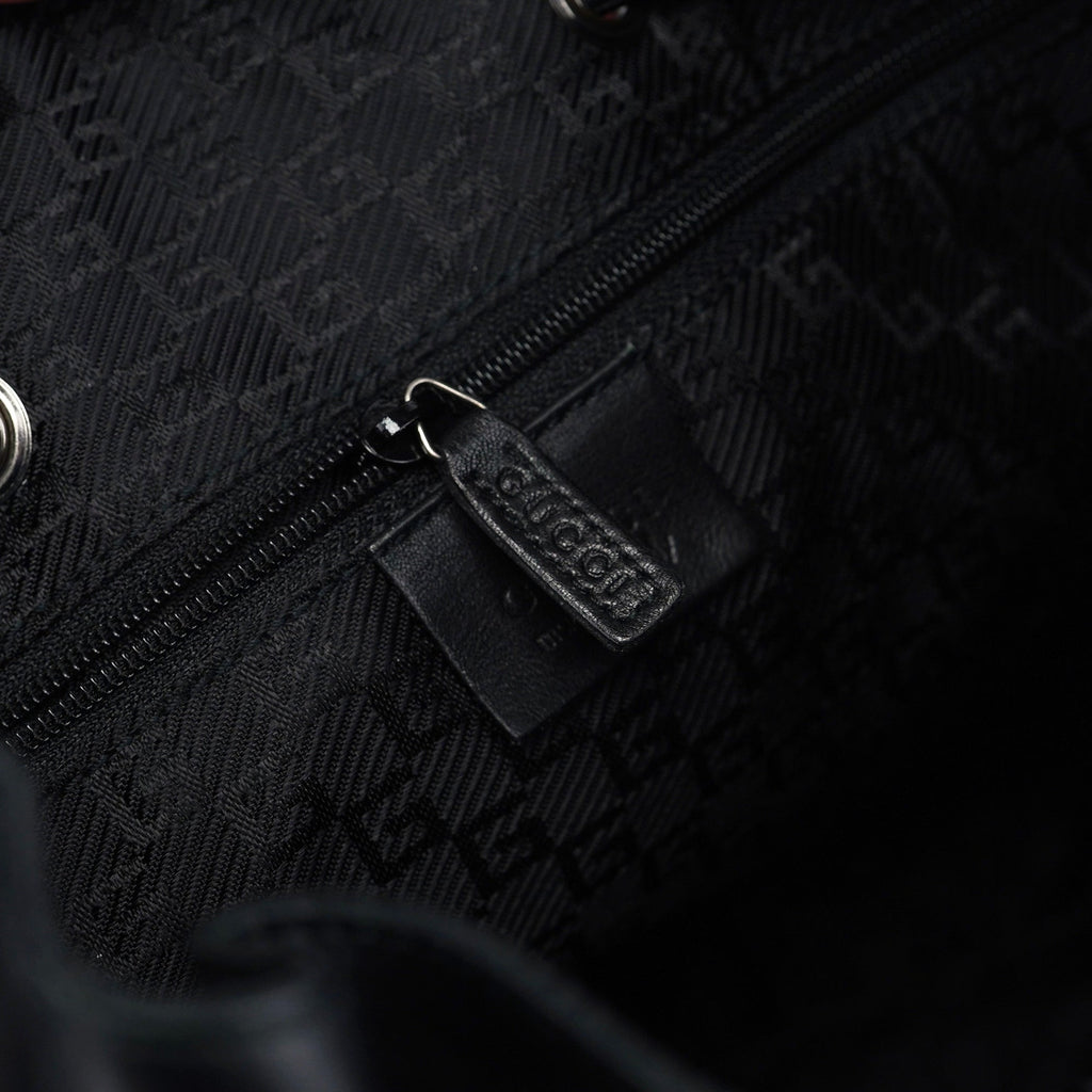 Black Calfskin Drawstring Shoulder Bag