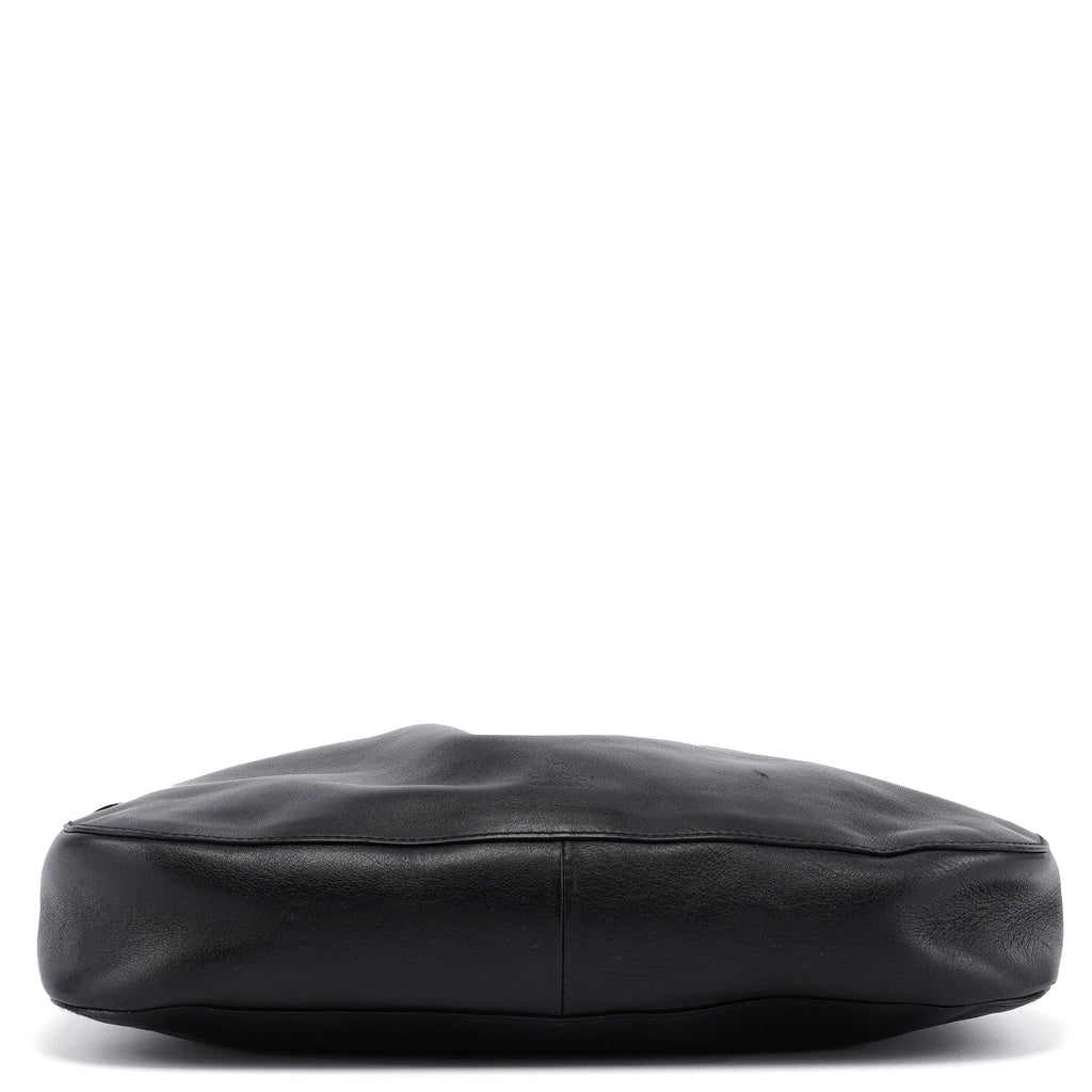 Black Calfskin Drawstring Shoulder Bag