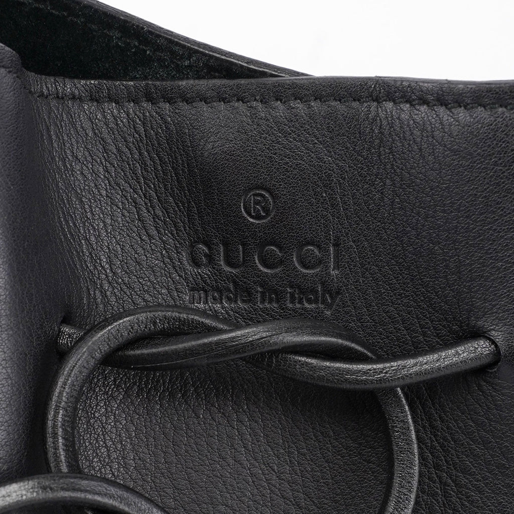Black Calfskin Drawstring Tote