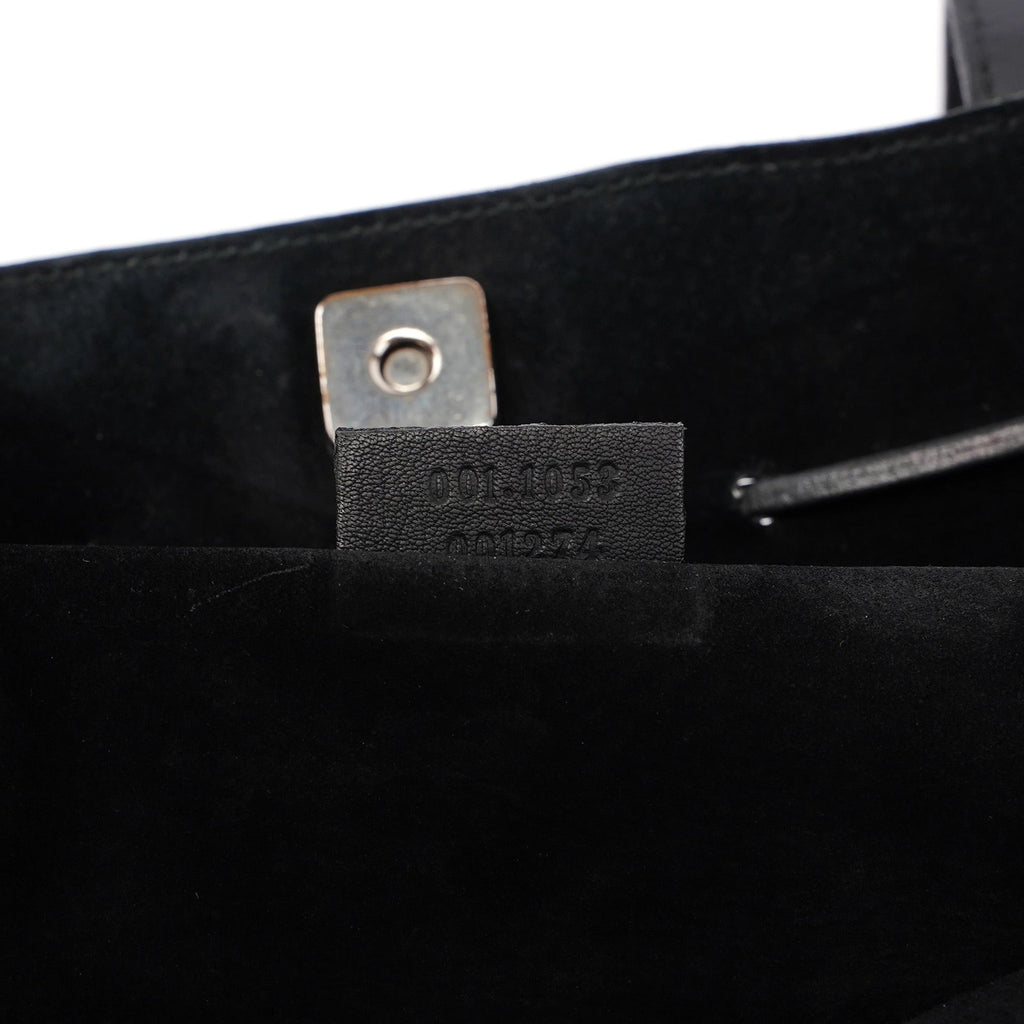 Black Calfskin Drawstring Tote Bag