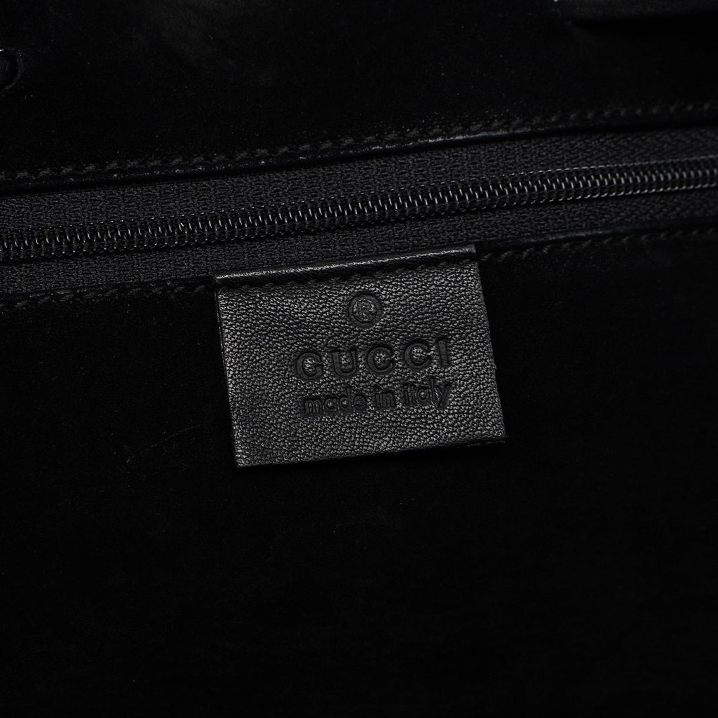Black Calfskin Drawstring Tote Bag