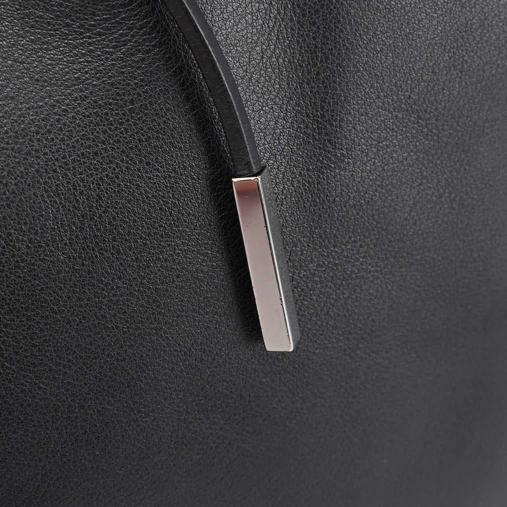 Black Calfskin Drawstring Tote Bag