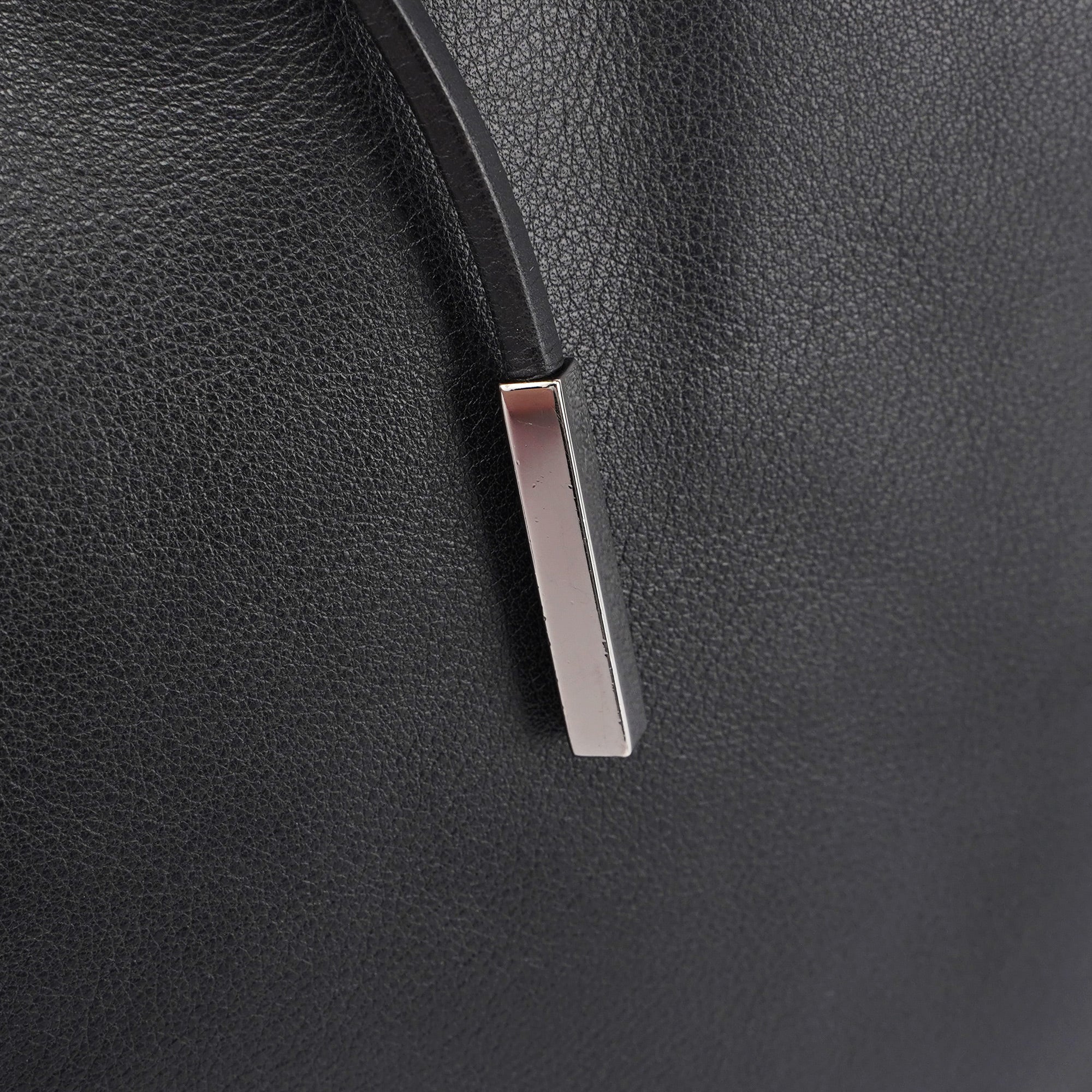 Black Calfskin Drawstring Tote Bag
