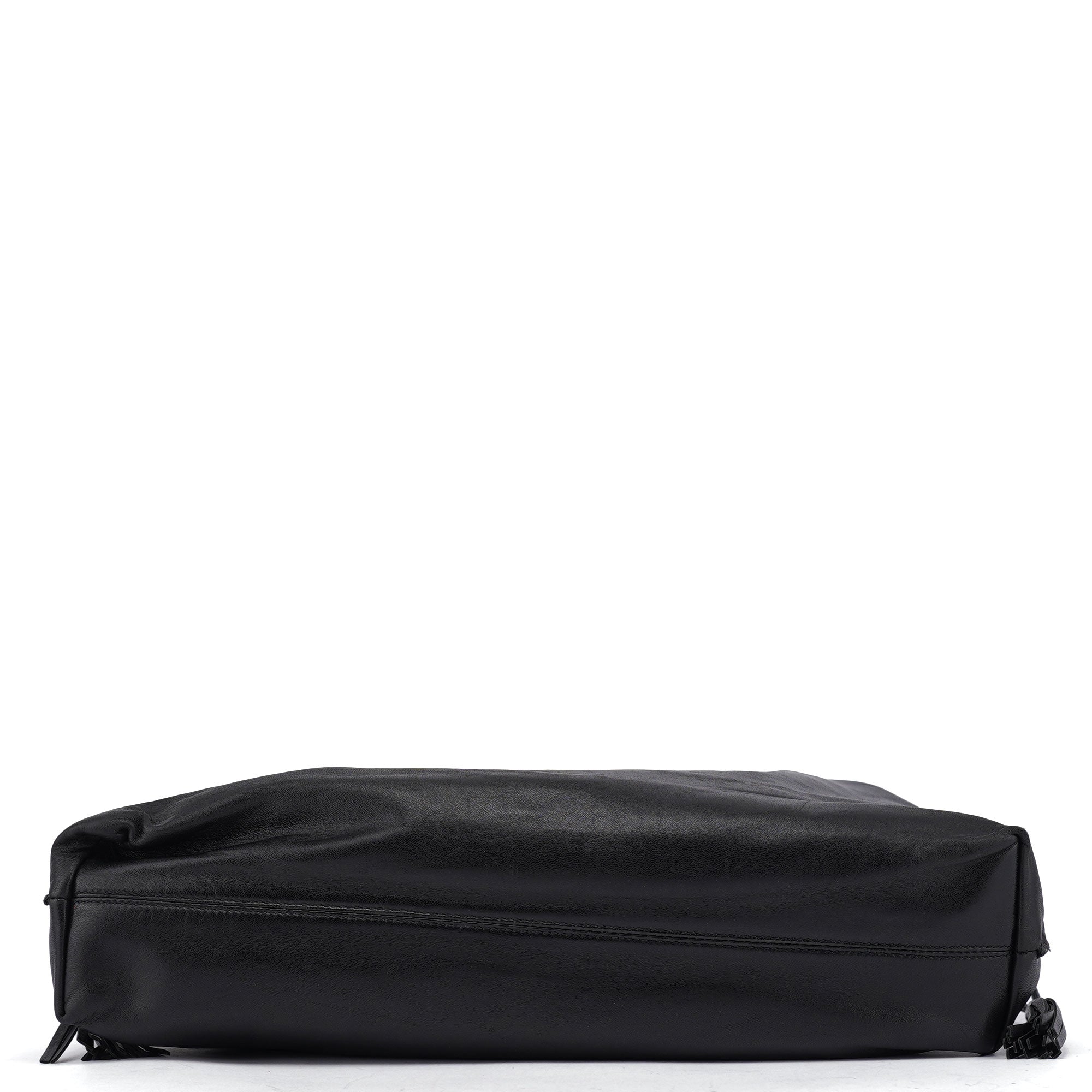 Black Calfskin Drawstring Tote Bag
