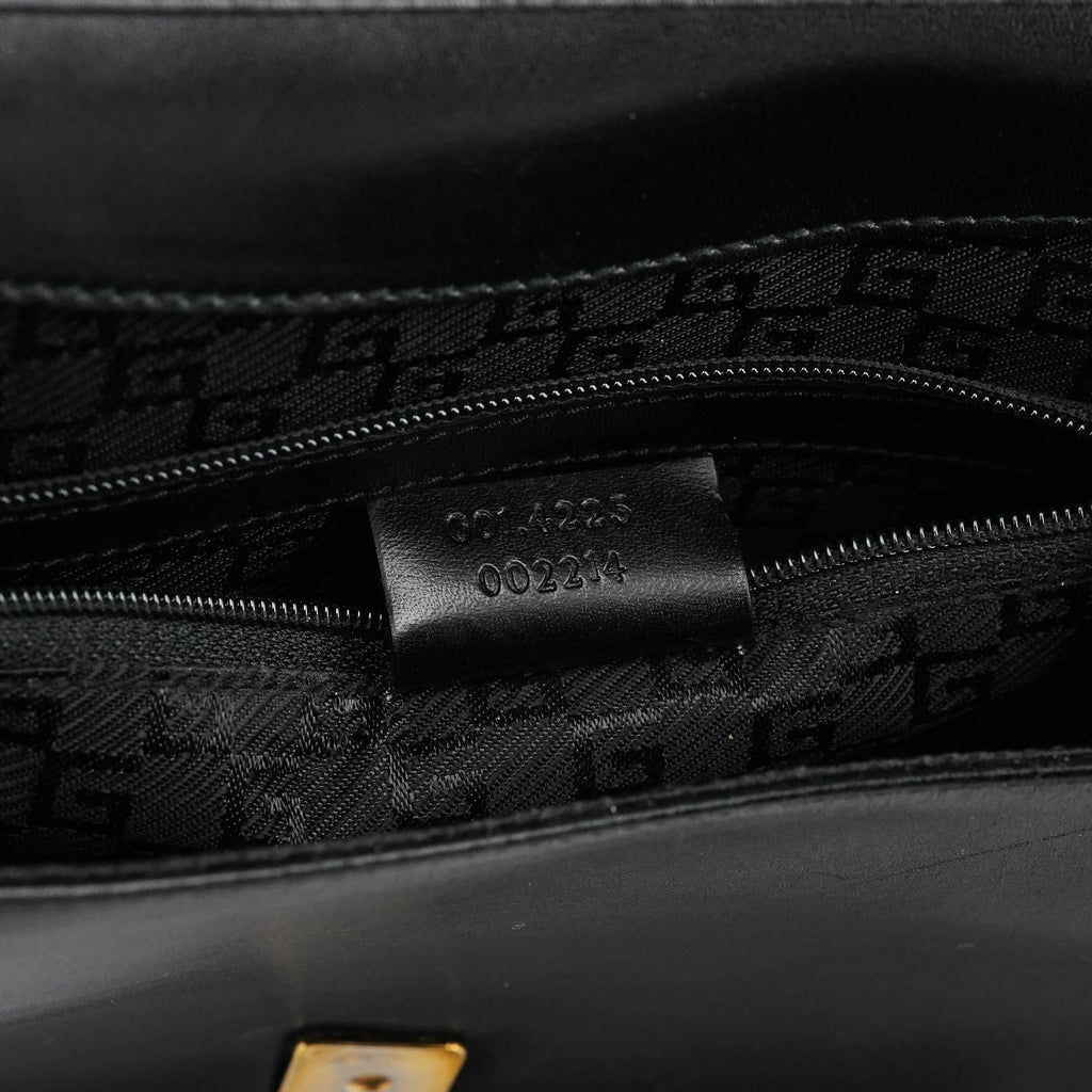 Black Calfskin Flap Shoulder Bag