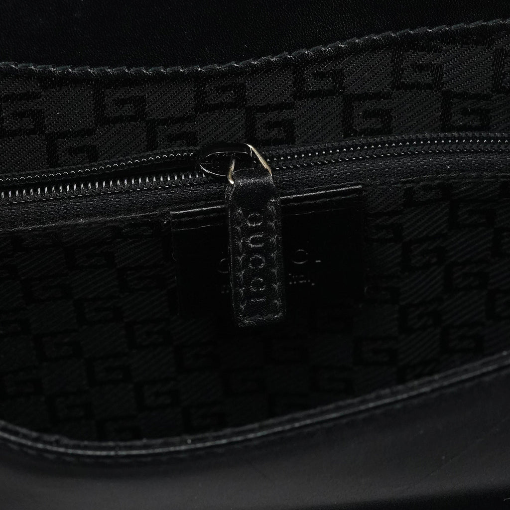 Black Calfskin Flap Shoulder Bag
