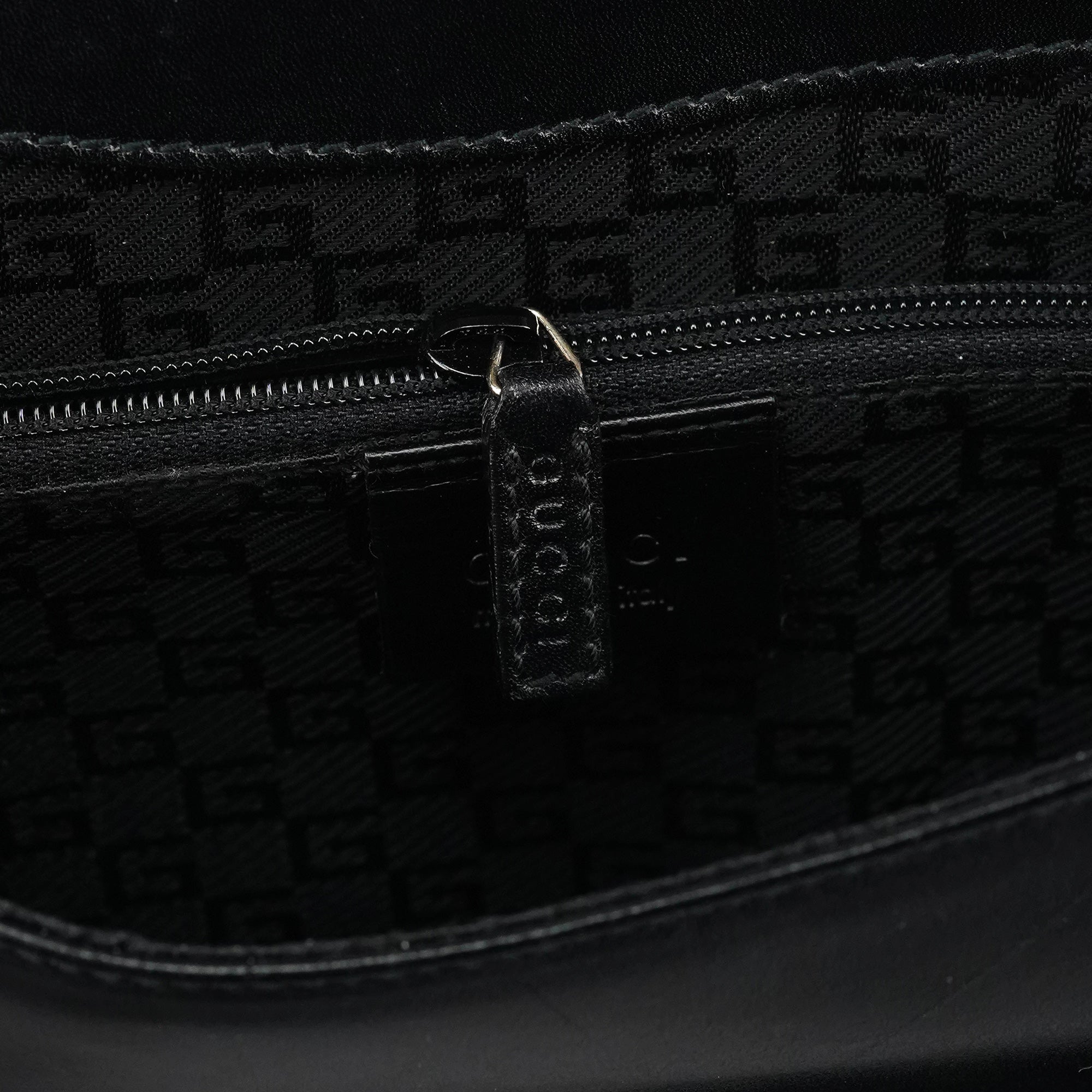 Black Calfskin Flap Shoulder Bag