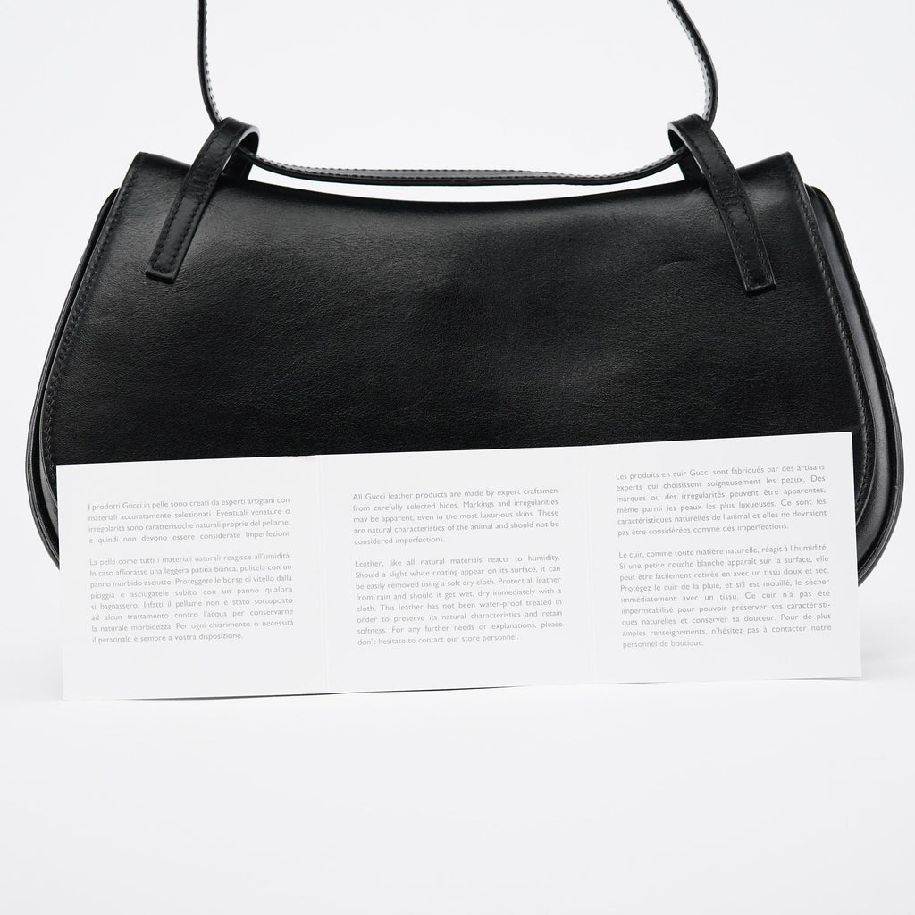 Black Calfskin Flap Shoulder Bag
