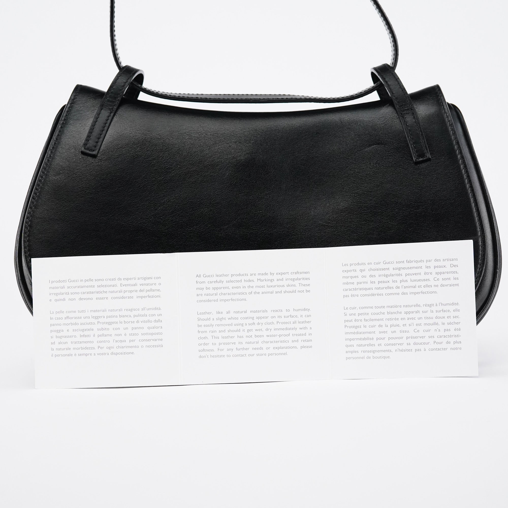 Black Calfskin Flap Shoulder Bag