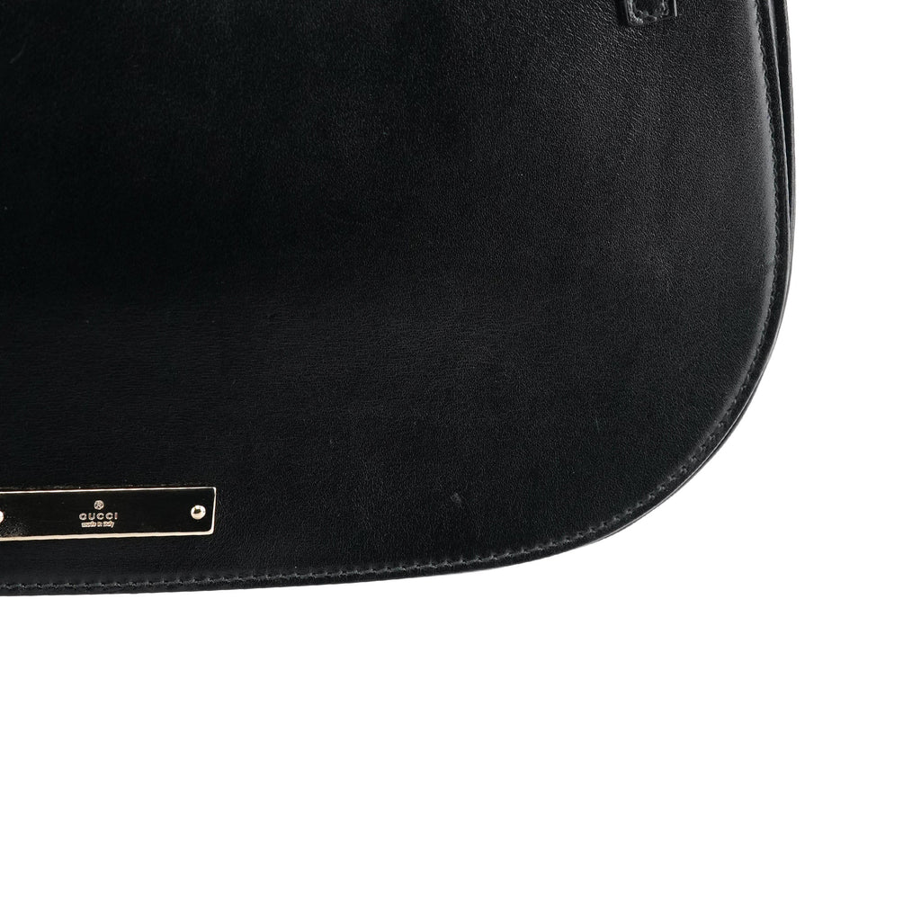 Black Calfskin Flap Shoulder Bag
