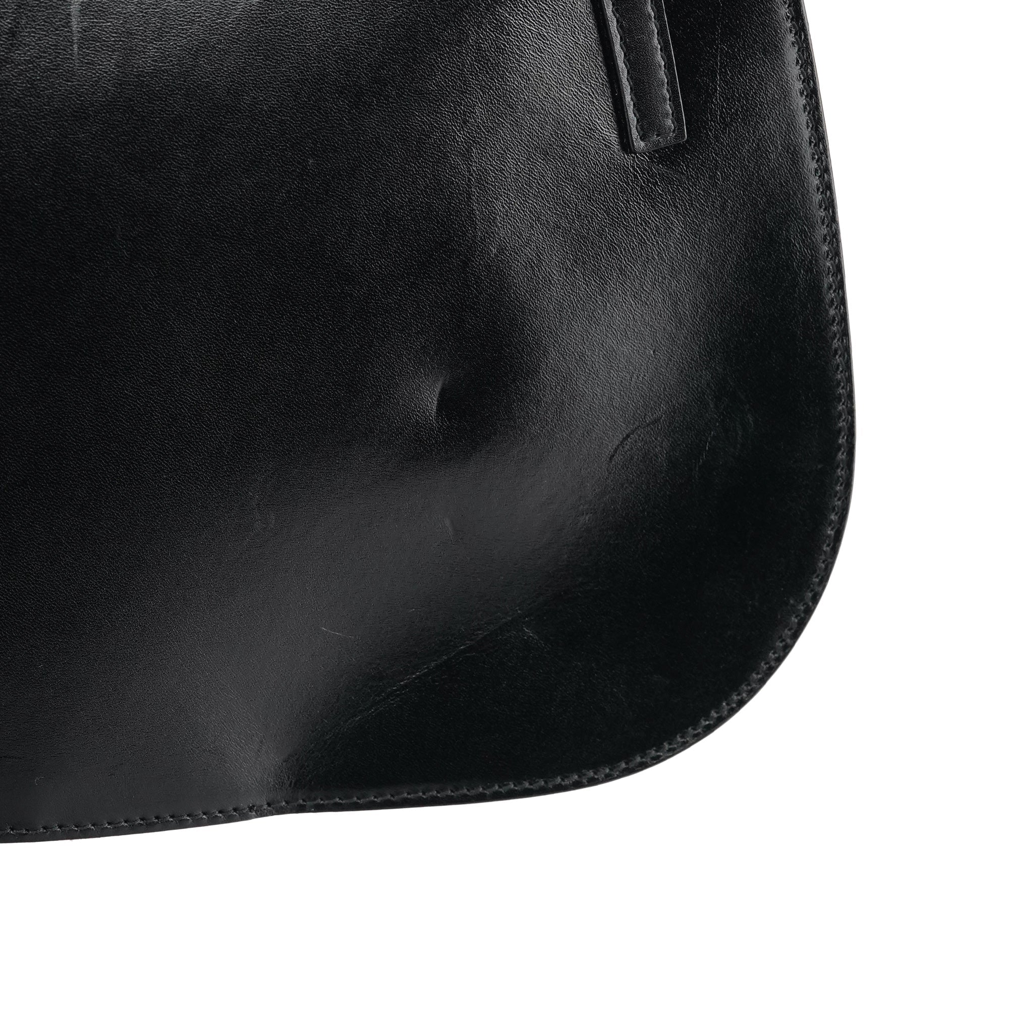 Black Calfskin Flap Shoulder Bag