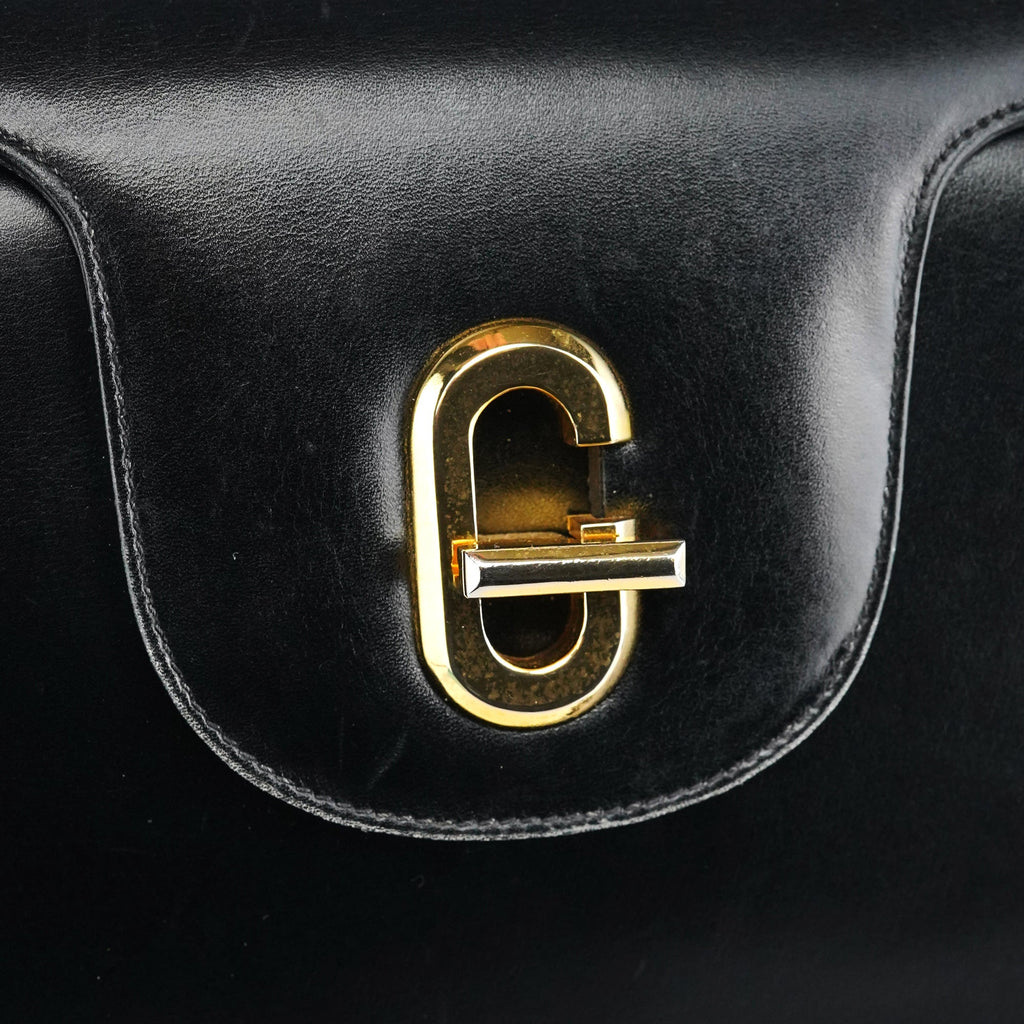 Black Calfskin G Shoulder Bag