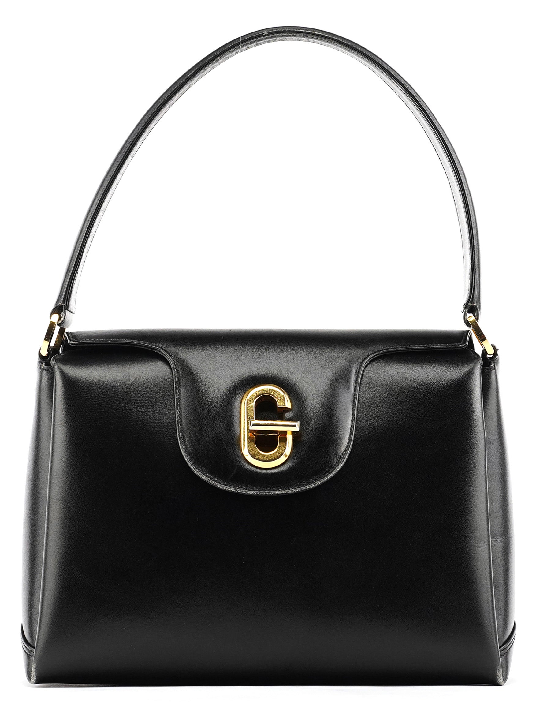 Black Calfskin G Shoulder Bag