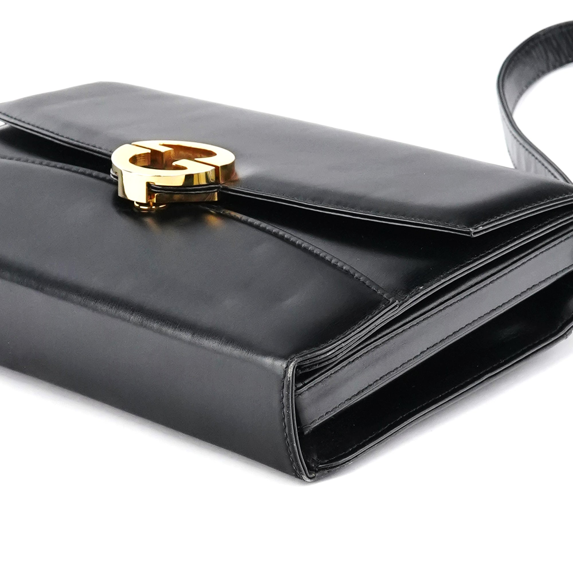 Black Calfskin GG Shoulder Bag
