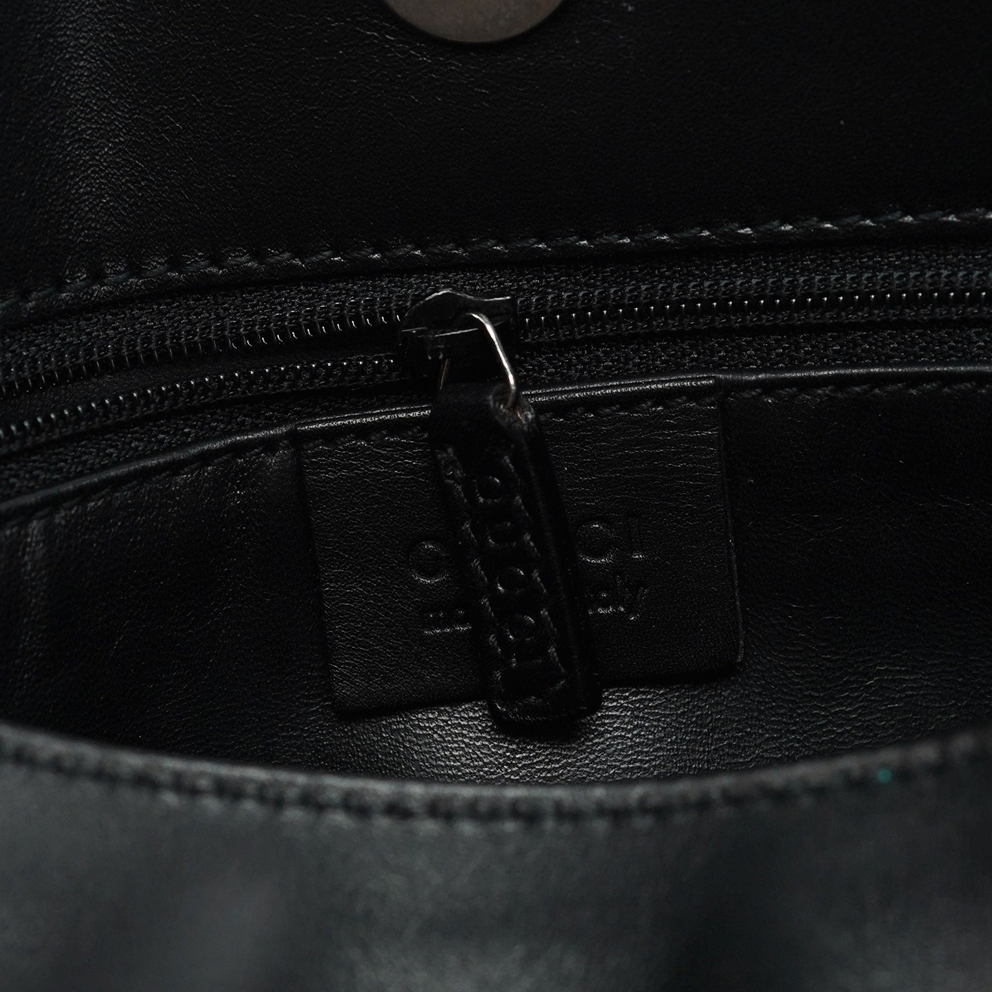 Black Calfskin Hobo Shoulder Bag