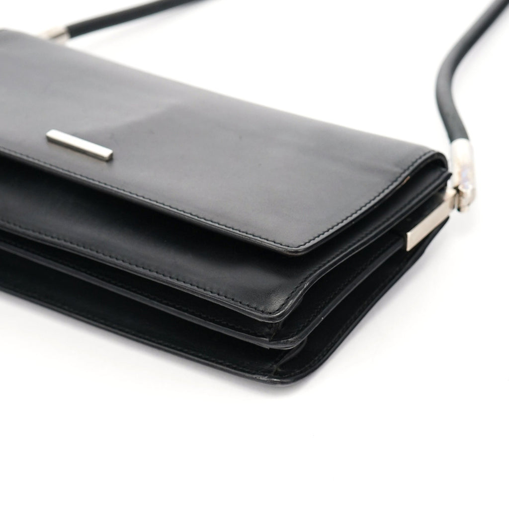 Black Calfskin Hobo Shoulder Bag