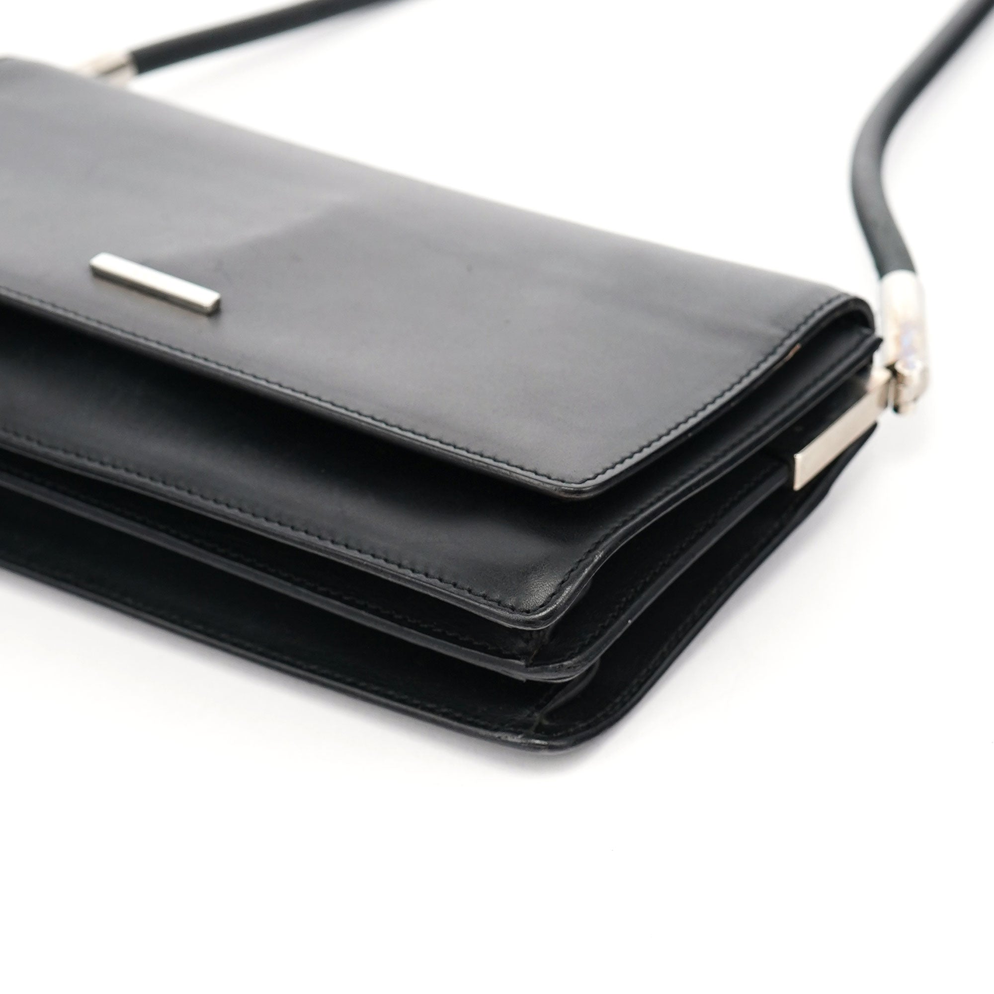 Black Calfskin Hobo Shoulder Bag