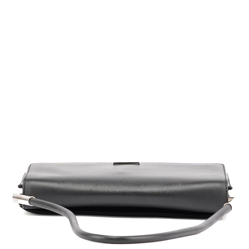 Black Calfskin Hobo Shoulder Bag