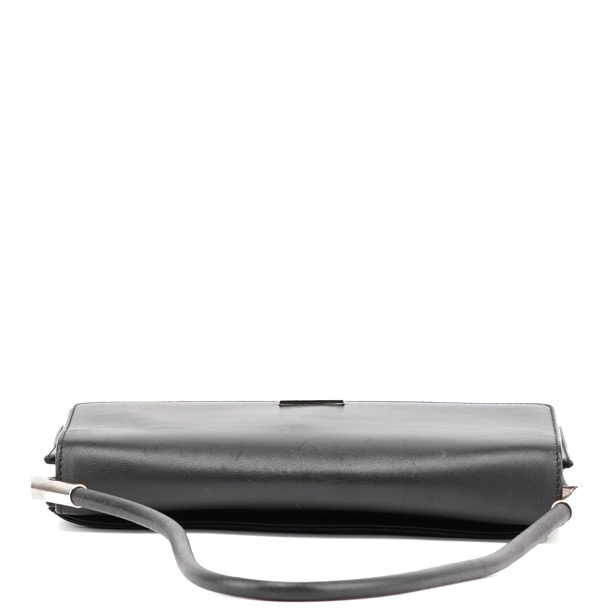 Black Calfskin Hobo Shoulder Bag
