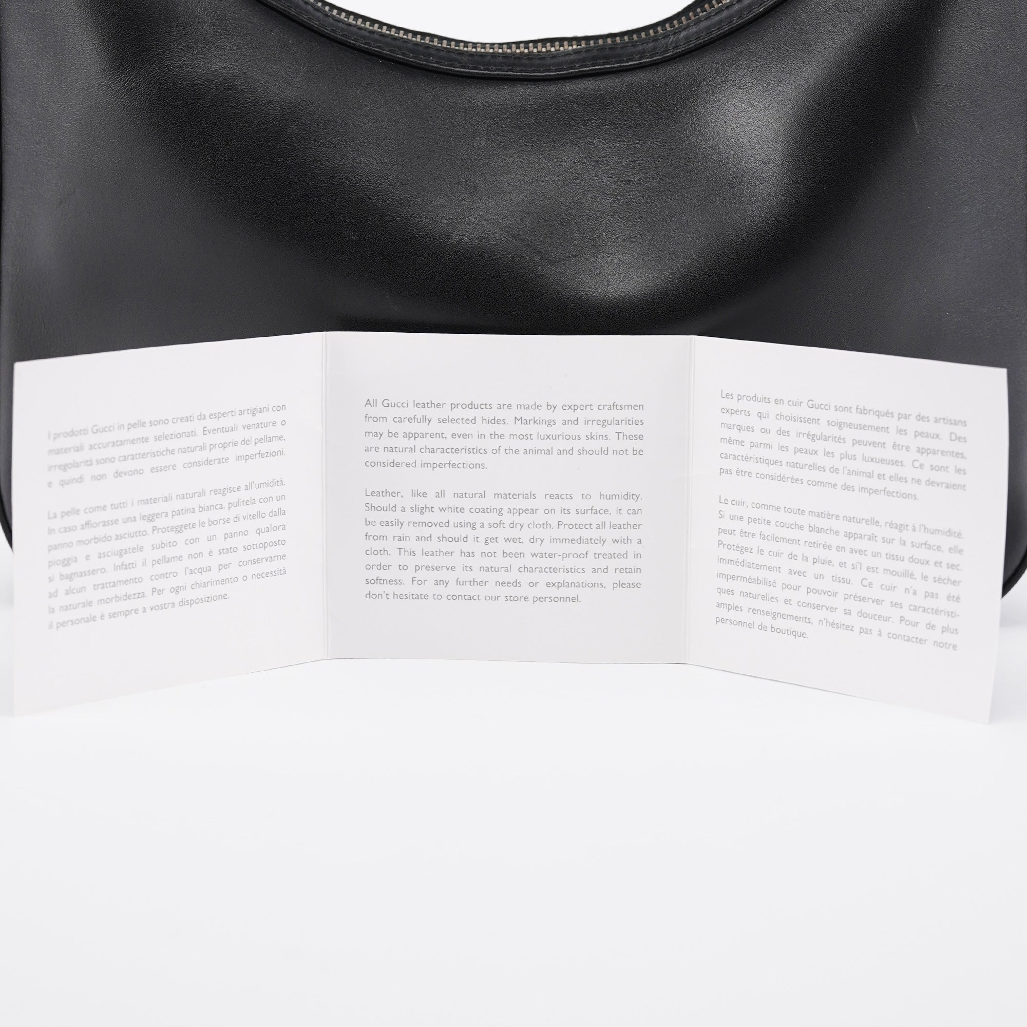 Black Calfskin Hobo Shoulder Bag