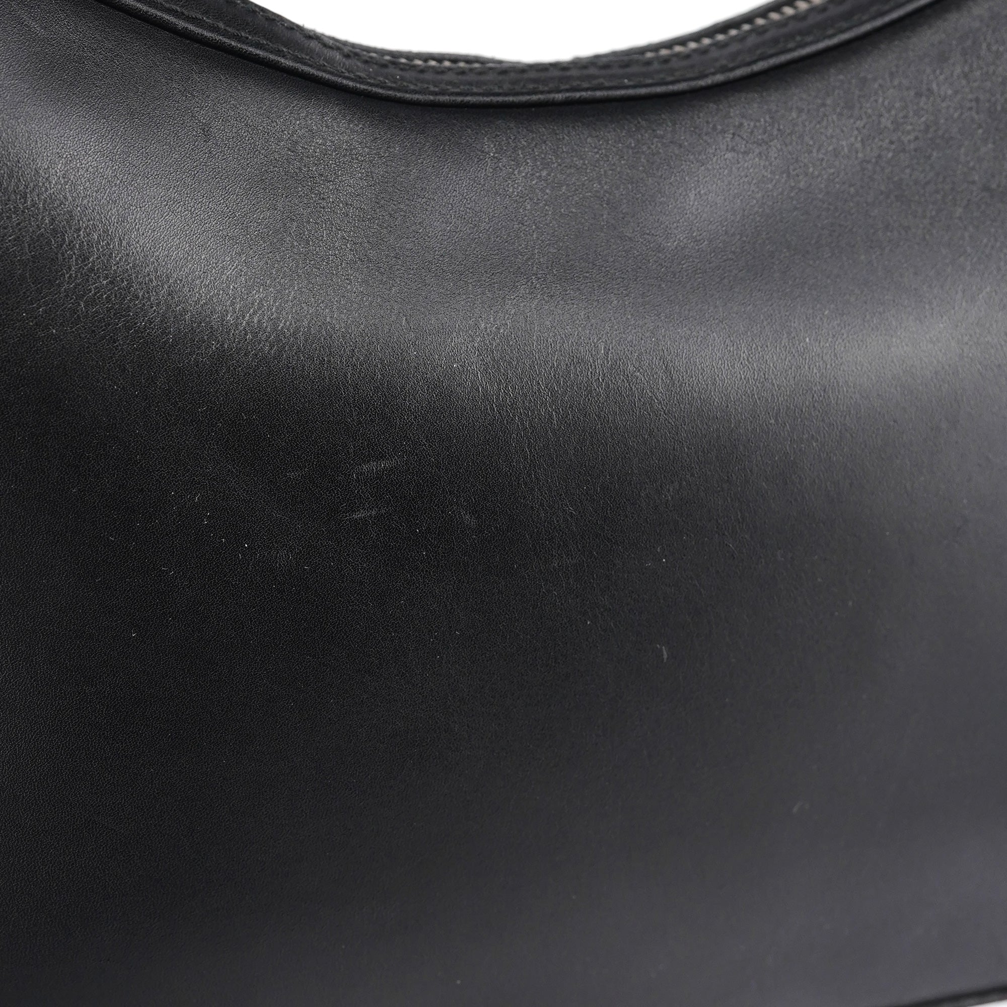 Black Calfskin Hobo Shoulder Bag