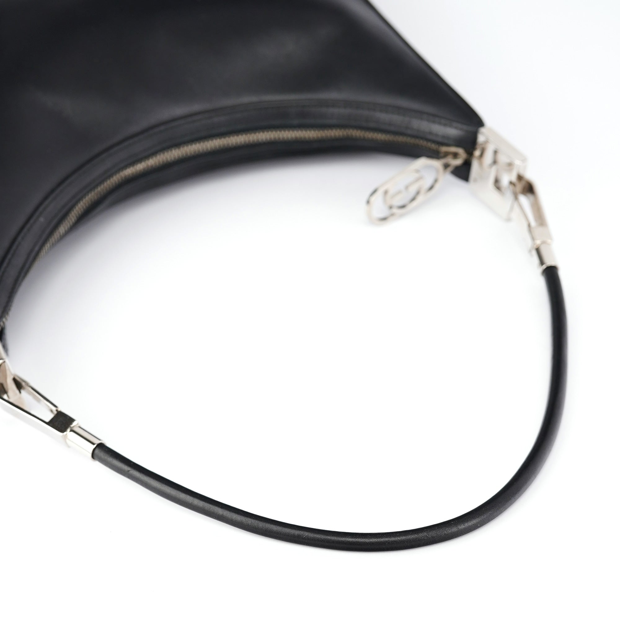 Black Calfskin Hobo Shoulder Bag