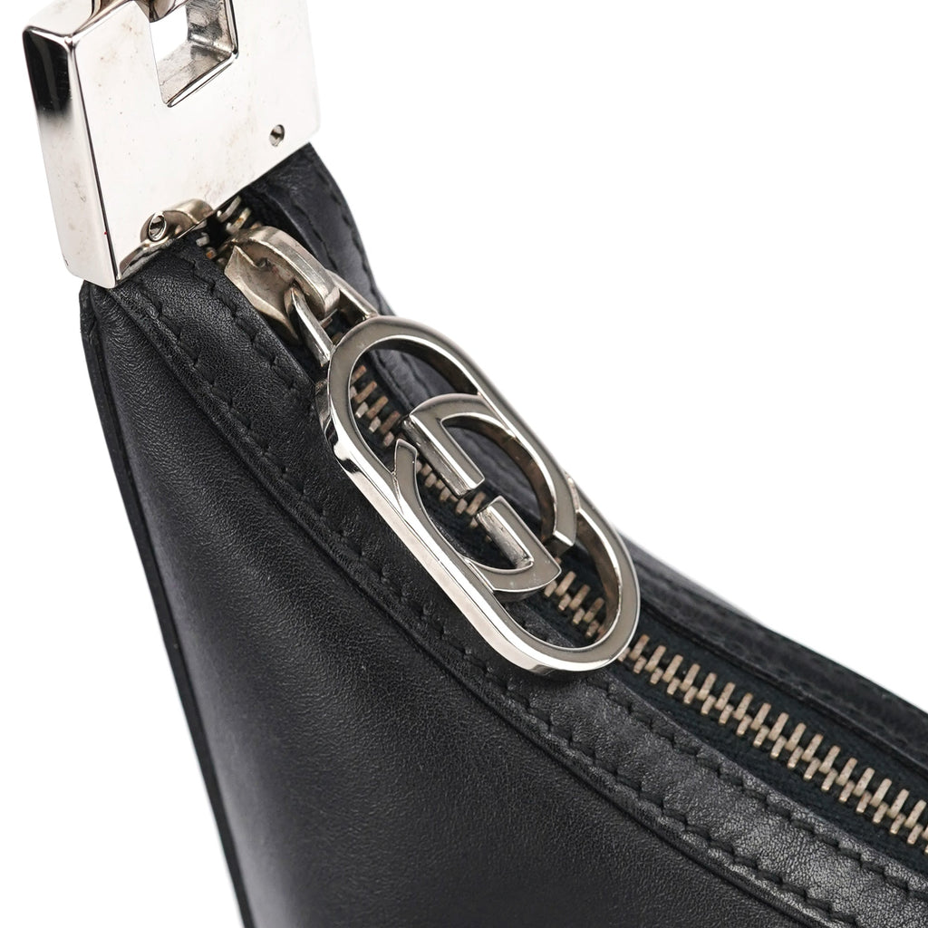 Black Calfskin Hobo Shoulder Bag